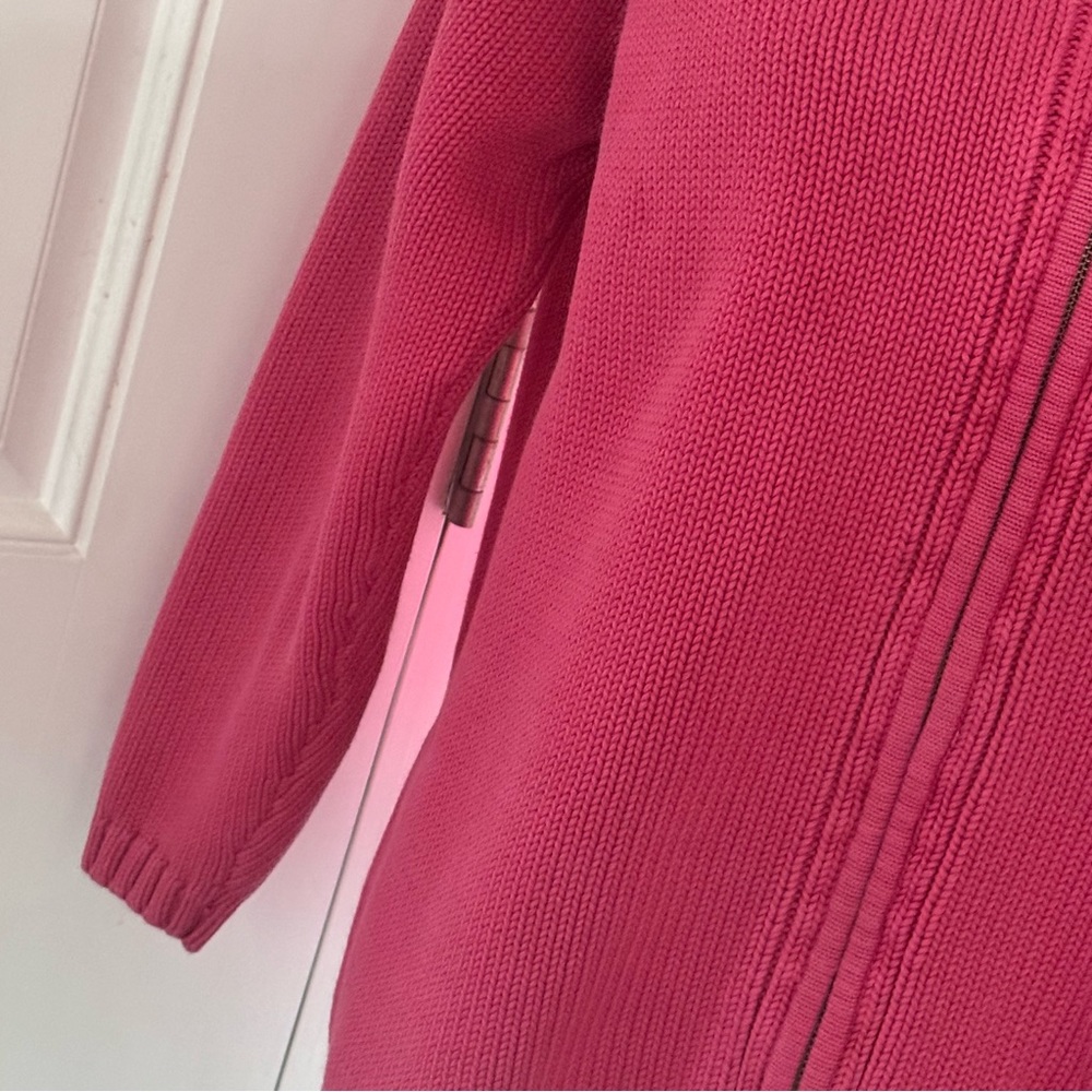 Lands’ End cotton Full Zip Sweater pink size large - Picture 5 of 8